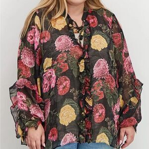 Rachel Roy Floral V-neck Blouse
